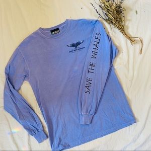 Purple M Longsleeve Cotton Crew-Neck Maui Whale